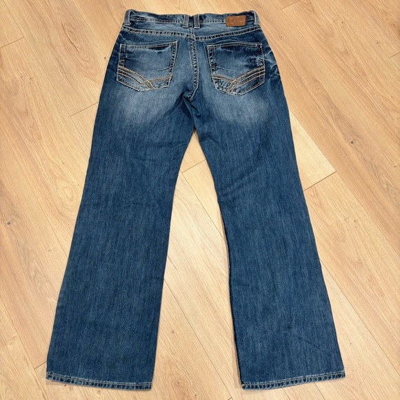 BKE Tyler Men's straight denim Jeans thick stitch 34 Long western whiskers - Picture 2 of 10